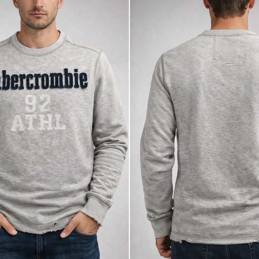 Abercrombie Men’s Small Gray Athletic Crewneck Sweatshirt 92 Logo